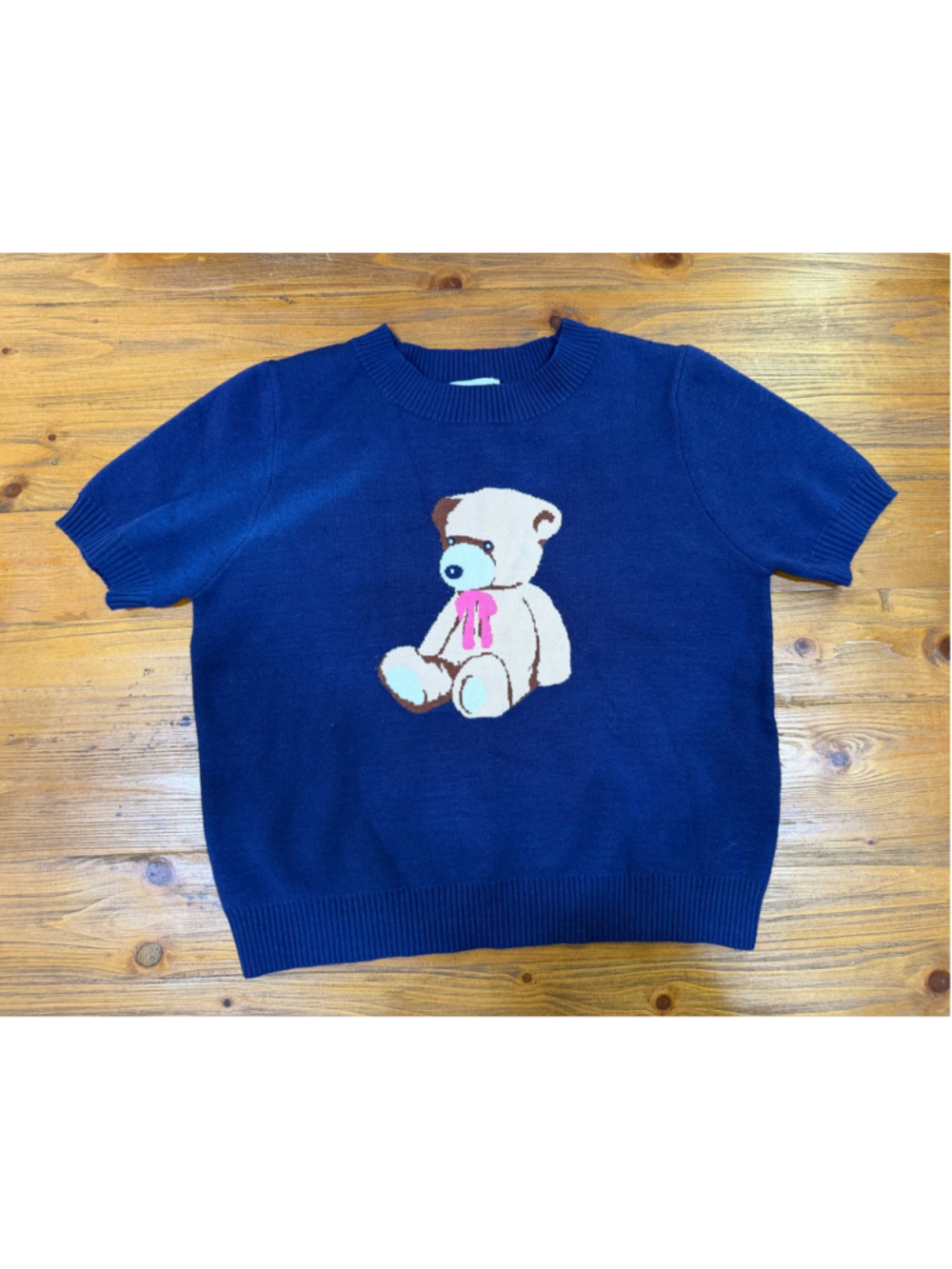 Willow & Wind Teddy Bear Knit Sweater Top Navy M